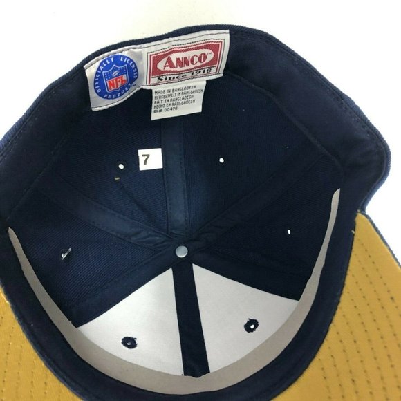 Vintage LA Rams Annco Fitted Deadstock Hat Wool Football Size 7 NFL Game Day Cap - Picture 6 of 11